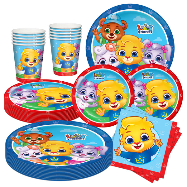 Birthday Party Supplies By Lucas & Friends - Disposable Party Dinnerware Include Paper Plates, Paper Cups, Paper Napkins