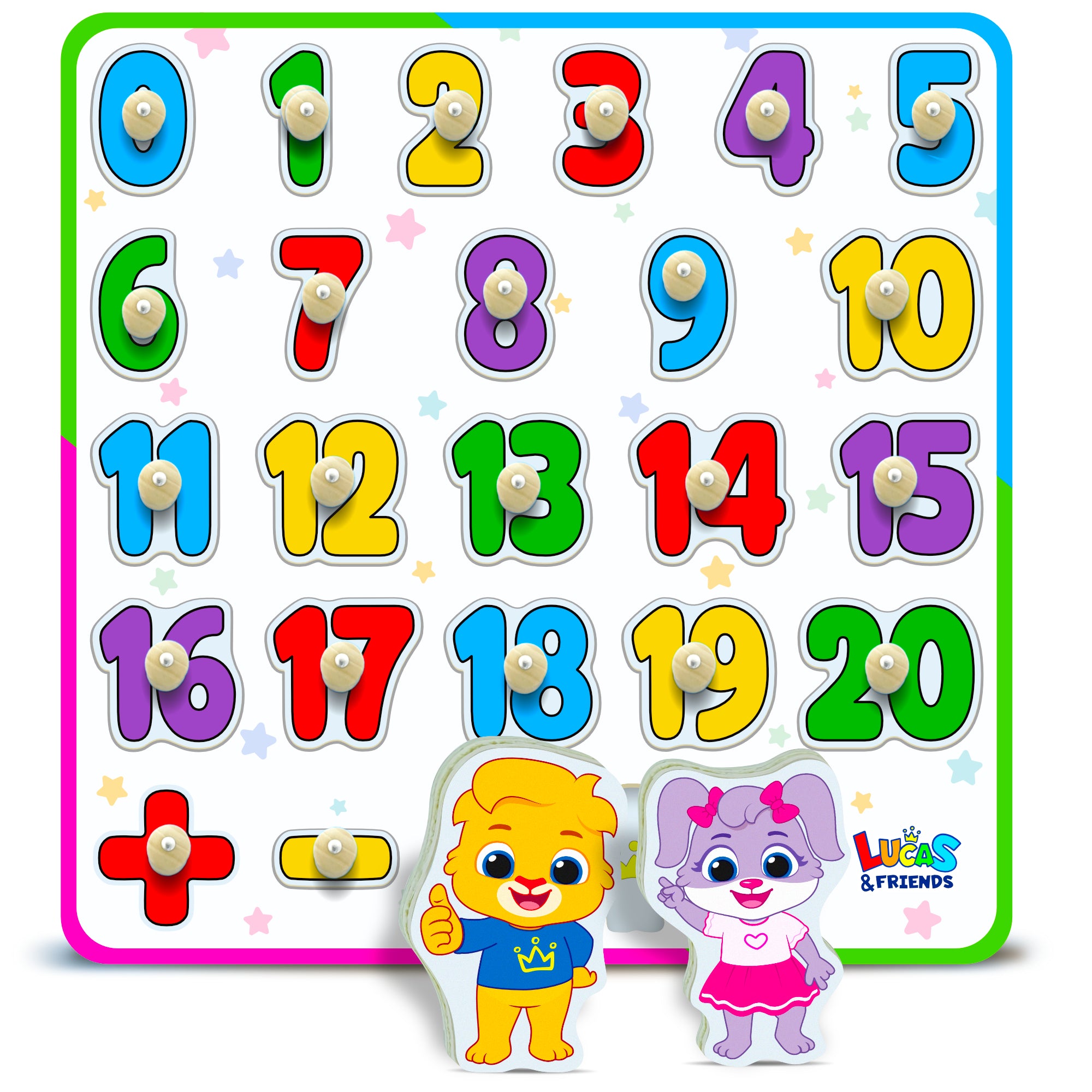 Lucas and Friends Wooden Number Peg Puzzle Classic Wooden