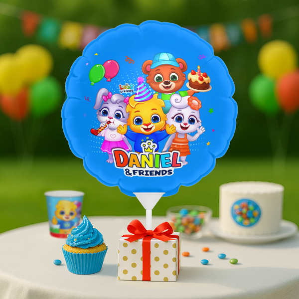 Lucas & Friends Personalized Birthday Balloon Set - Heart & Round Balloons | Kids Party Décor & Custom Celebration Supplies