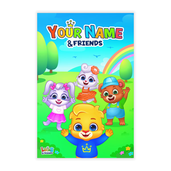 Lucas & Friends Personalized Kids Wall Decals - Custom Name Stickers, Fun Animal Playroom Art, Children’s Room Decor