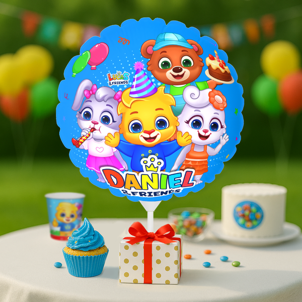 Lucas & Friends Customizable Birthday Balloons - Heart & Round Shapes | Kids Party Décor & Fun Celebration Supplies