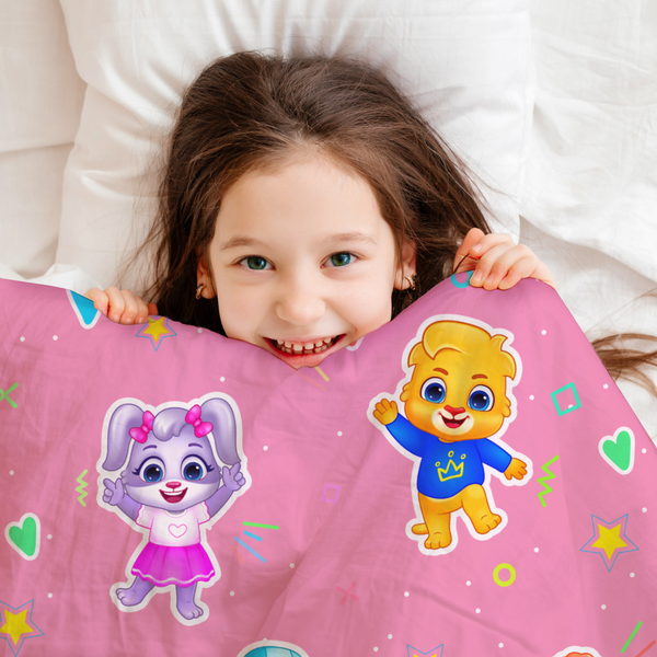 Colorful Kids Comforter, Cozy Bedspread for Playful Bedrooms, Cute Lucas & Friends Bedding for Kids, Party Room Decor, Gift for Birthdays
