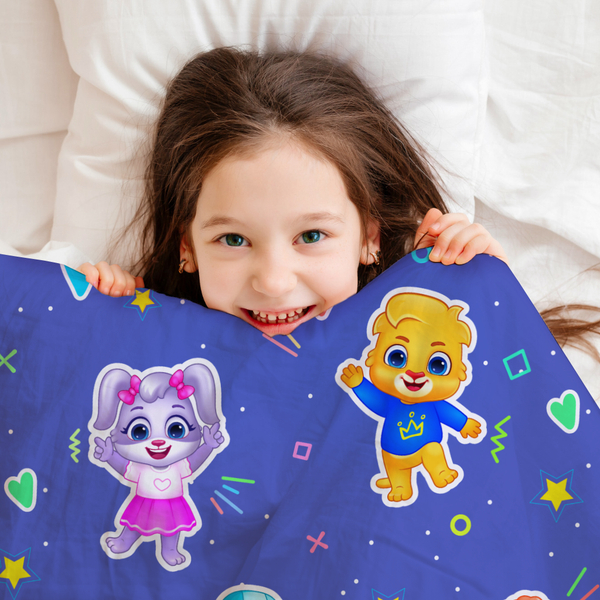 Whimsical Floral Comforter By Lucas & Friends - Cozy Kids Bedding, Cute Room Decor, Fun Home Decoration, Playful Orange Design, Gift for Children