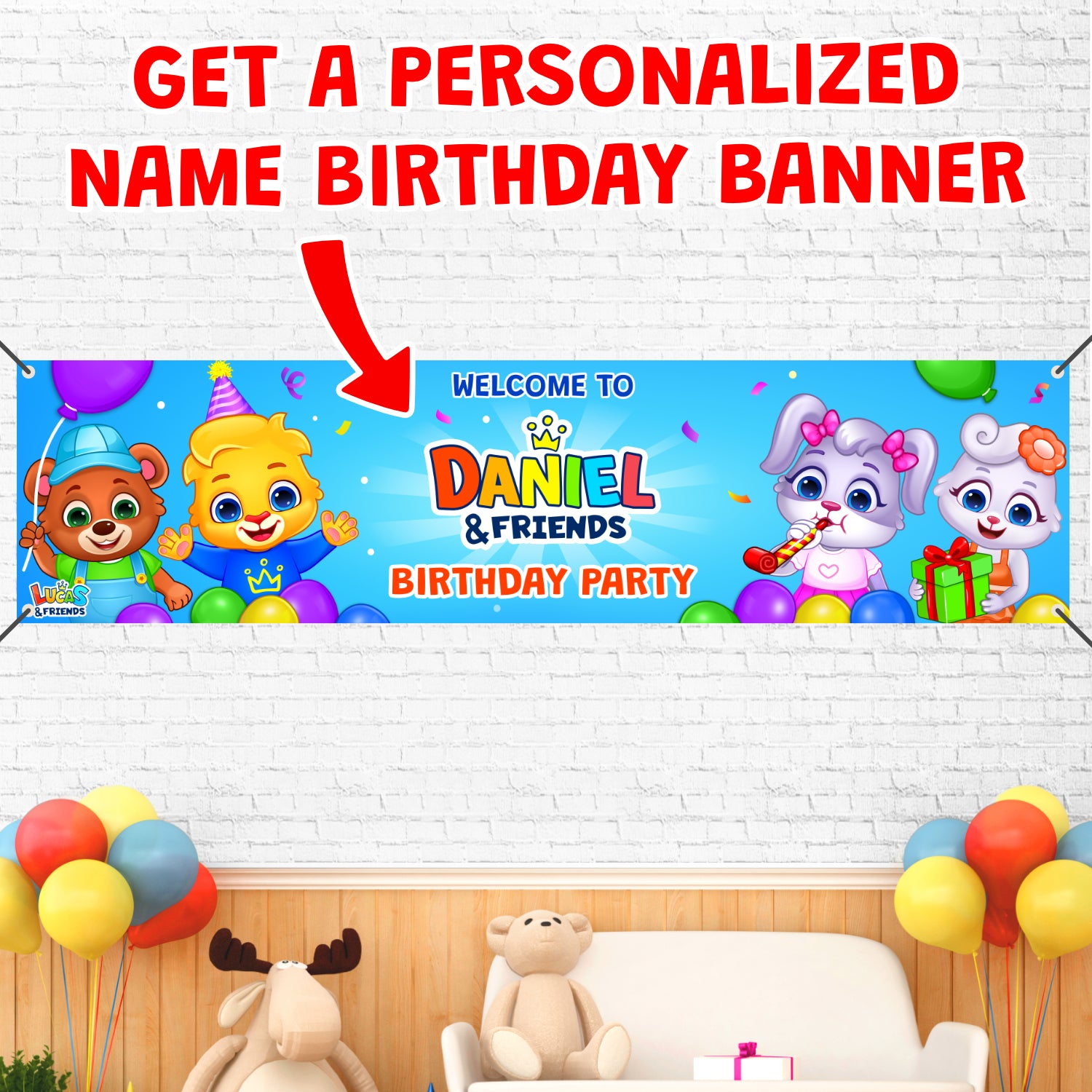 Personalized Kids Birthday Backdrop By Lucas And Friends Custom personalized-kids-birthday-backdrop-by-lucas-and-friends-custom