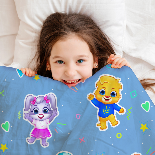 Colorful Kids' Comforter with Cute Lucas & Friends Design, Cozy Bedding for Children, Perfect for Nursery, Playroom Decor, Great Gift