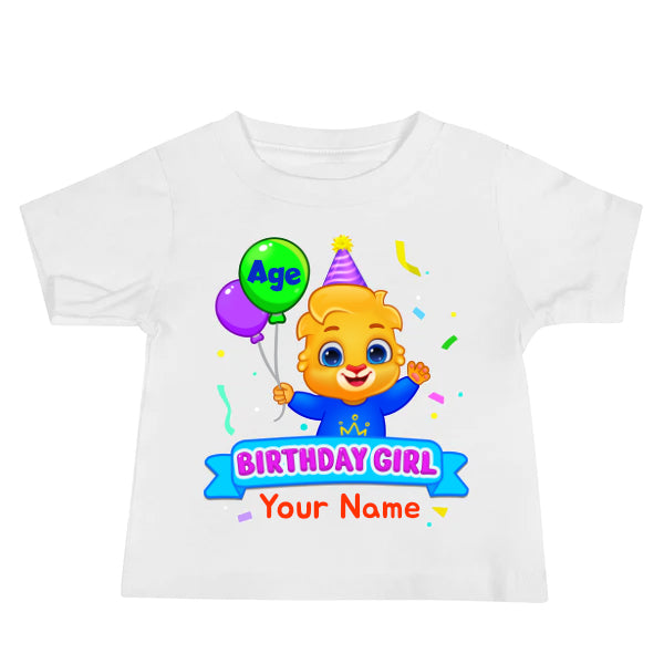 Lucas Printed Customized Birthday T-Shirt For Girls | New Personalized Kids Baby Jersey Short Sleeve Tee By Lucas & Friends