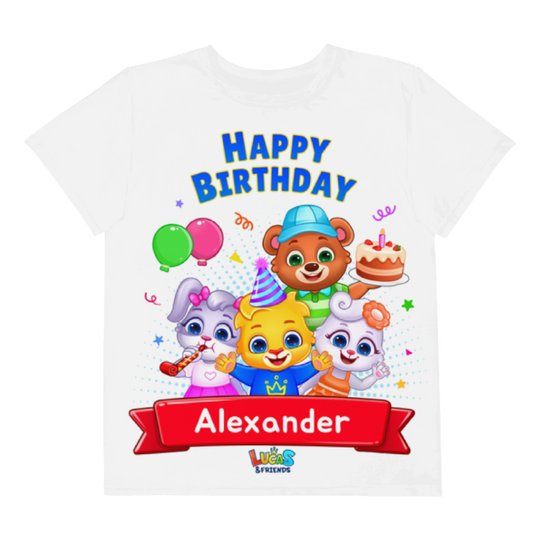 Lucas & Friends Birthday Extravaganza | Personalized Happy Birthday T-shirt | Customized Birthday T-Shirts for All