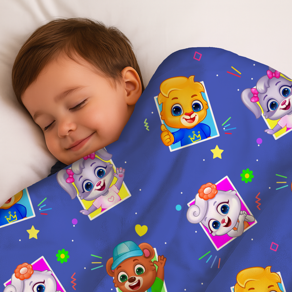 Whimsical Floral Comforter By Lucas & Friends - Cozy Kids Bedding, Cute Room Decor, Fun Home Decoration, Playful Orange Design, Gift for Children