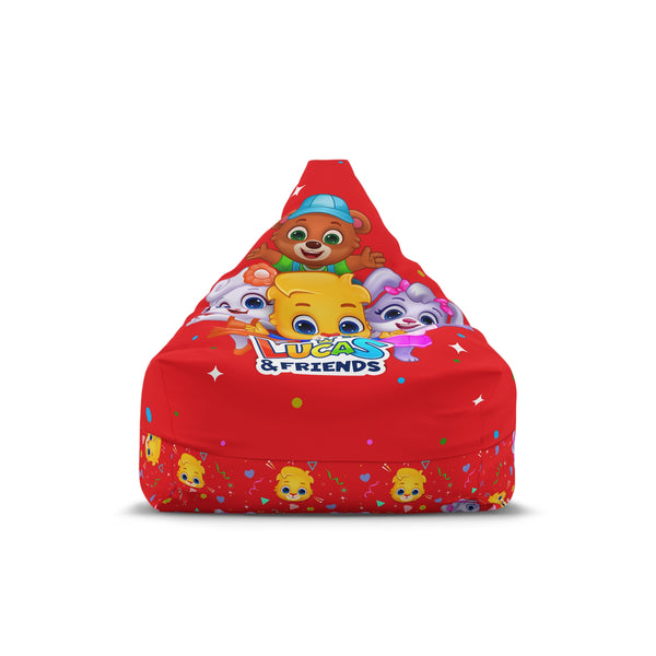 Kids' Bean Bag Chair Cover, Fun Playroom Decor, Lucas & Friends Theme, Cozy Seating for Children, Bright Red Design, Comfortable Lounge