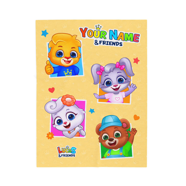 Lucas & Friends Personalized Velveteen Plush Blanket - Custom Name Throw, Cozy Kids Blanket, Birthday & Baby Shower Gift