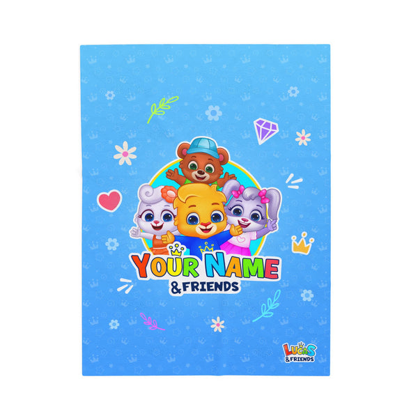 Lucas & Friends Personalized Kids’ Velveteen Plush Blanket - Custom Name Blanket, Cozy Birthday Gift, Baby Shower Throw, Sleepover Essential