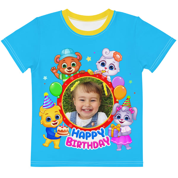 Lucas & Friends: Personalized Happy Birthday T-Shirt for Kids - Customized Happy Birthday T-Shirt for Kids with Photo Fun