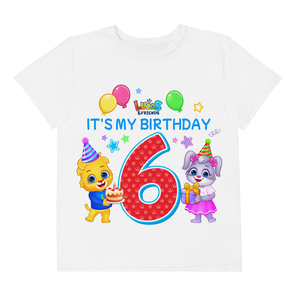 Lucas & Friends Youth crew neck Customized Birthday T-shirt | Youths' Personalized Happy Birthday T-Shirt with Age Numbers