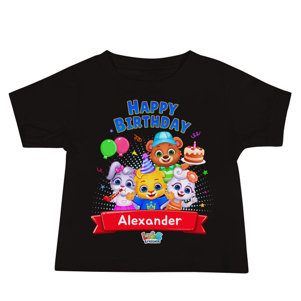 Lucas & Friends Birthday Customized Baby Jersey Short Sleeve Tee | Personalized Happy Birthday T-shirt for Kids