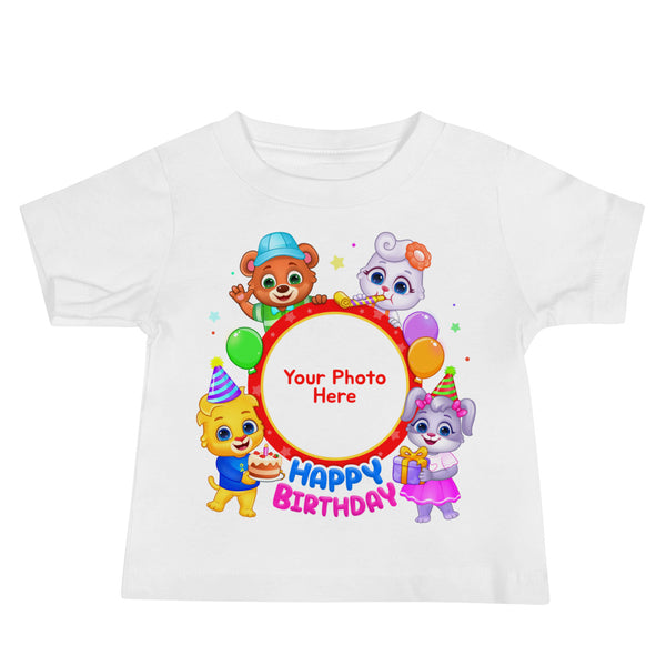 Lucas & Friends Personalized Happy Birthday T-Shirt for Kids: Add Photo to Baby Jersey Tee