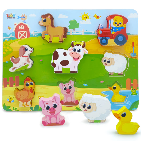 Farm animals puzzle learning toys for toddlers, wooden educational toys for early learning.