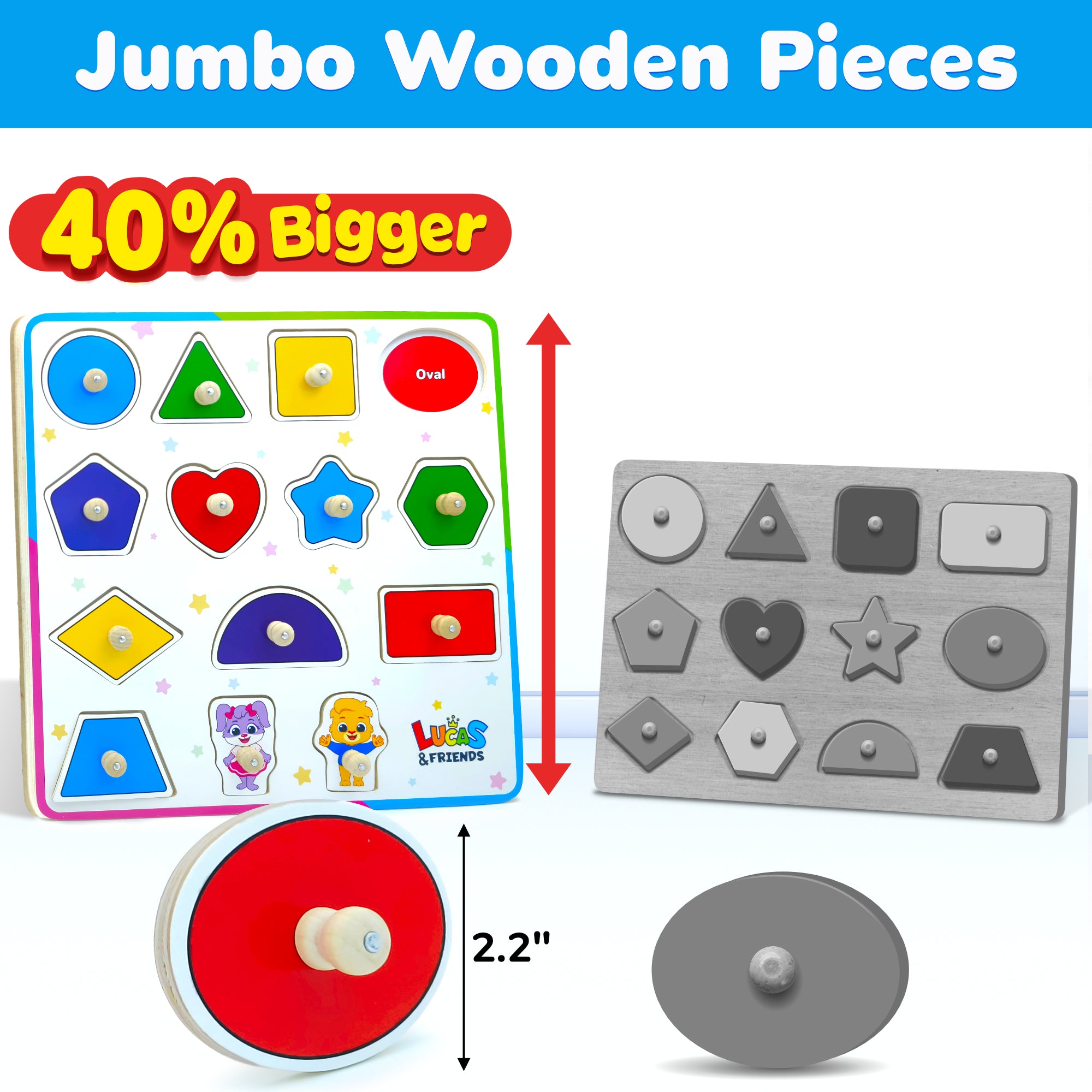 Educational Wooden Shape Puzzle by Lucas & Friends | Wooden Peg Toys ...