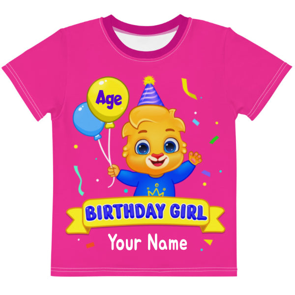 Lucas Printed Customized Kids Crew Neck T-shirt For Girls | Personalized Kids Birthday T-shirt By Lucas & Friends