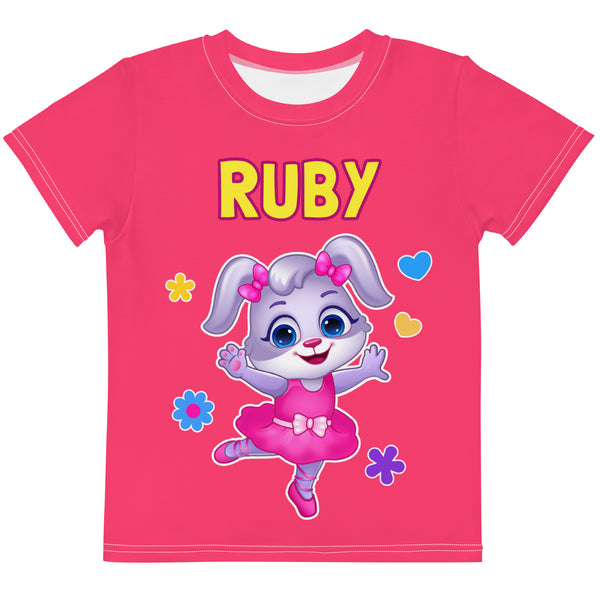 Girls & Boys Crew Neck T-Shirt | Ruby Printed Half Sleeve Tshirt by Lucas & Friends