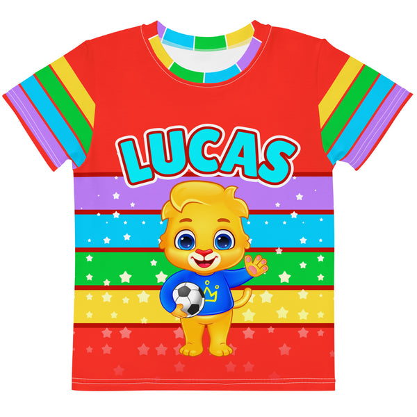 Lucas Playing Soccer | RV AppStudios Premium Crew Neck T-shirt for Kids
