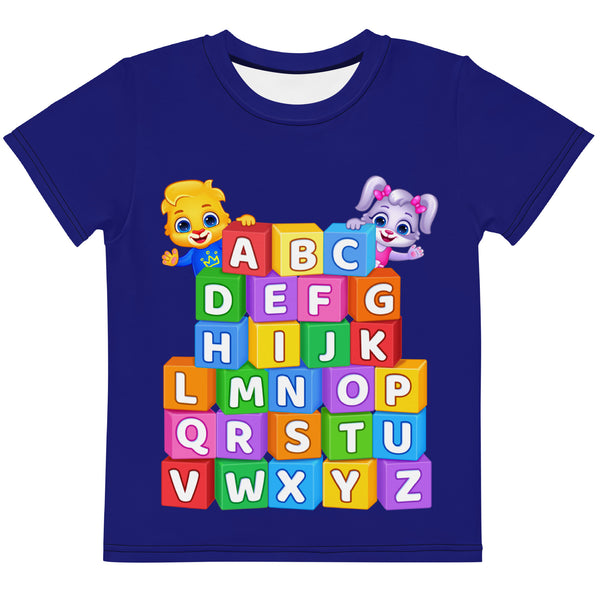 Lucas and Ruby A to Z Alphabet t-shirt for Kids | Colorful Alphabet Kids crew neck t-shirt  by Lucas & Friends