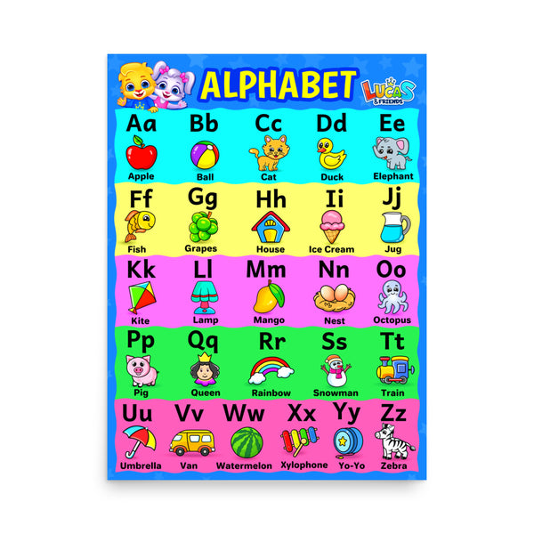 A to Z Alphabet Poster for Kids | Printable ABC Alphabet Educational Poster Chart | Learn with Lucas & Friends